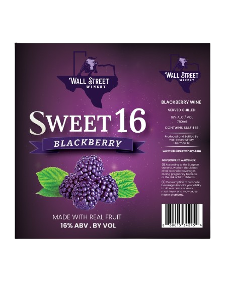 Sweet 16 Wine Label